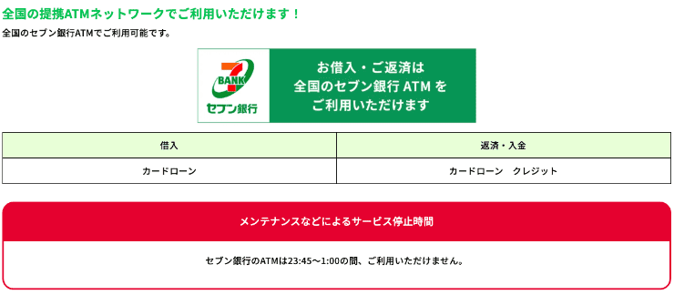 セントラルのホームページ　セブンATMのご案内など