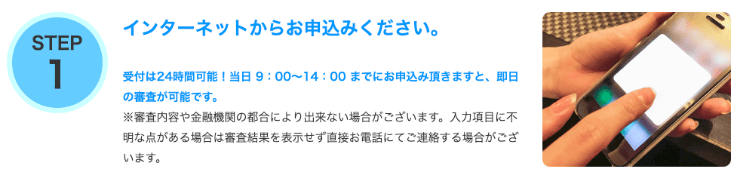 消費者金融スカイオフィスのホームページ 9時〜14時の申し込みは最短即日通知など