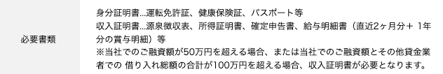 消費者金融ライオンズリースのホームページ 必要書類