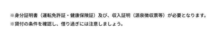消費者金融プランのホームページ 必要な書類
