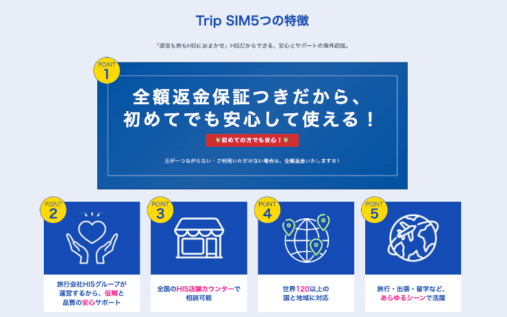 HISモバイルのホームページ 海外向けSIMもある