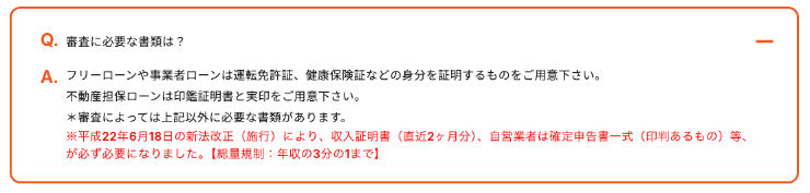 消費者金融ニチデンのホームページ 必要な書類