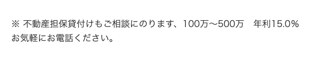 野中信用のホームページ 不動産担保貸付けあり