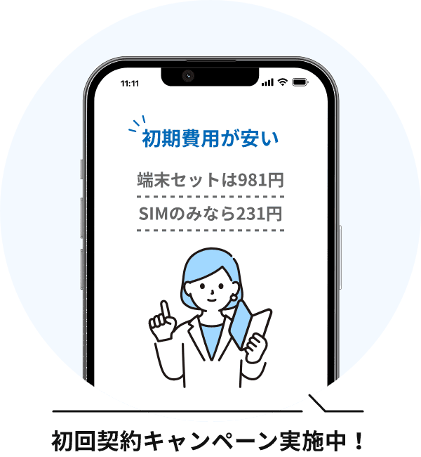 特徴03：iPhoneやAndroidなどの端末＋SIMで初期費用981円と圧倒的に安い